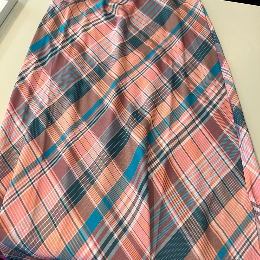 Vineyard Vines A-Line Skirt in Coral and Teal Plaid